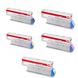 Set complet de tonere pentru OKI Pro 9542 - CMYK + Alb